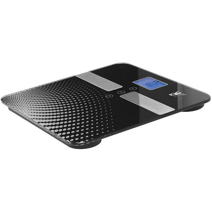 Lafe Digitale Personenweegschaal Met Analyse Tot 150 kg Zwart - 10 Personen Geheugen - Digitale Weegschaal Met Lichaamsanalyse - 30 x 30 x 0.6 cm