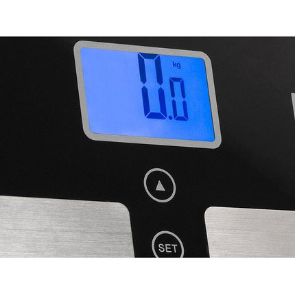 Lafe Digitale Personenweegschaal Met Analyse Tot 150 kg Zwart - 10 Personen Geheugen - Digitale Weegschaal Met Lichaamsanalyse - 30 x 30 x 0.6 cm