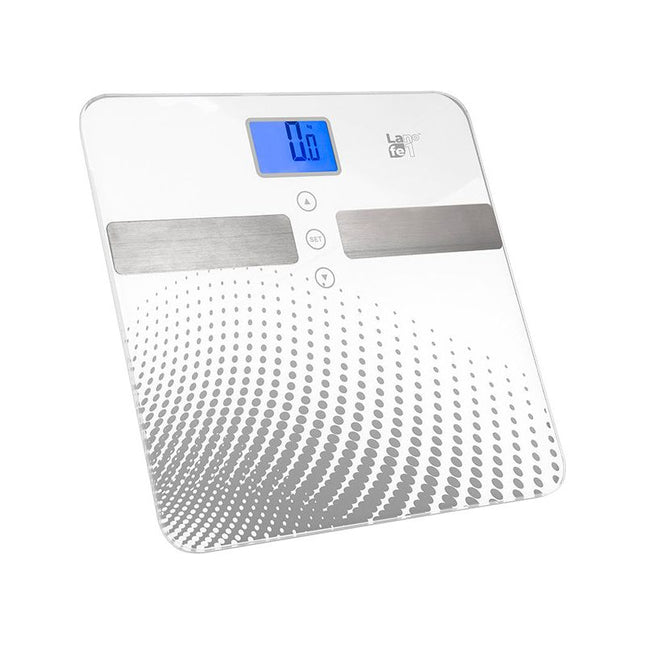 Lafe Digitale Personenweegschaal Met Analyse Tot 150 kg Wit - 10 Personen Geheugen - Digitale Weegschaal Met Lichaamsanalyse - 30 x 30 x 0.6 cm