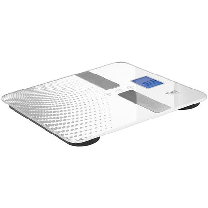 Lafe Digitale Personenweegschaal Met Analyse Tot 150 kg Wit - 10 Personen Geheugen - Digitale Weegschaal Met Lichaamsanalyse - 30 x 30 x 0.6 cm