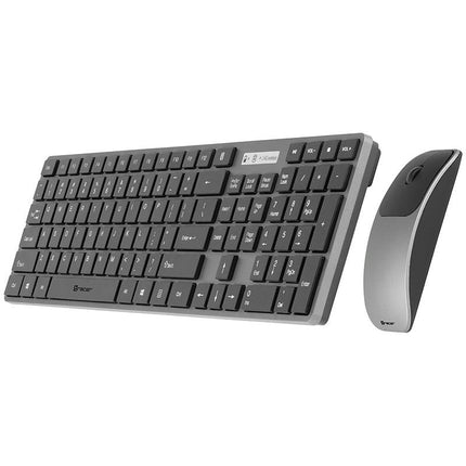 Tracer RF Nano Draadloos Toetsenbord en Stille Membraan Muis Set - QWERTY - Slank Design - Zwart/Grijs