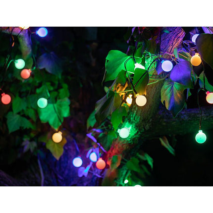 Zonne-aangedreven kleurrijke Fairy Lights 30x bollen LED Solar slinger buitenverlichting voor tuin IP44 4.9m