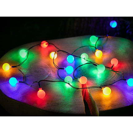 Zonne-aangedreven kleurrijke Fairy Lights 30x bollen LED Solar slinger buitenverlichting voor tuin IP44 4.9m