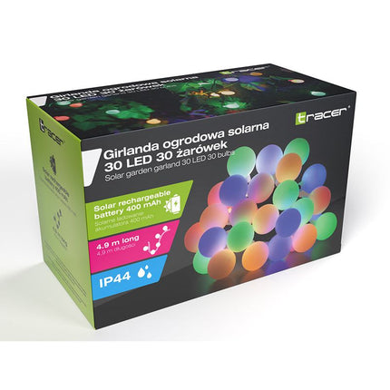 Zonne-aangedreven kleurrijke Fairy Lights 30x bollen LED Solar slinger buitenverlichting voor tuin IP44 4.9m