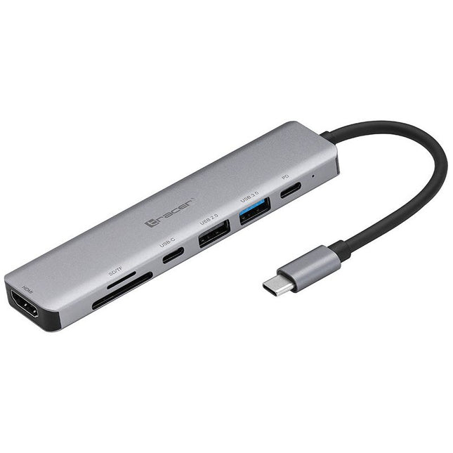 Tracer 7 in 1 Adapter USB Hub Type-C - HDMI 4K USB 3.0 PDW 60W - HDMI kaartlezer