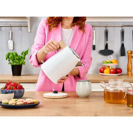 Lafe Scandi Elektrische Waterkoker 1,7L – Scandinavisch Design – RVS – Houten Accenten – STRIX-Connector – Automatische Uitschakeling