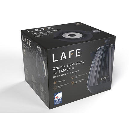 Lafe Modern Elektrische Waterkoker 1,7L – Zwart – STRIX-controller – 2200W RVS – BPA-vrij – Verlichte Schakelaar