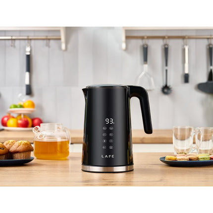 Lafe Digitale Dubbelwandige Thermo-gereguleerde Elektrische Waterkoker 1,7L Zwart– RVS – Temperatuurregeling – Keep Warm Functie – Veilig & Stil