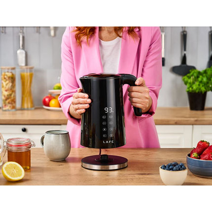 Lafe Digitale Dubbelwandige Thermo-gereguleerde Elektrische Waterkoker 1,7L Zwart– RVS – Temperatuurregeling – Keep Warm Functie – Veilig & Stil