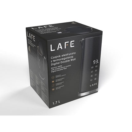 Lafe Digitale Dubbelwandige Thermo-gereguleerde Elektrische Waterkoker 1,7L Zwart– RVS – Temperatuurregeling – Keep Warm Functie – Veilig & Stil