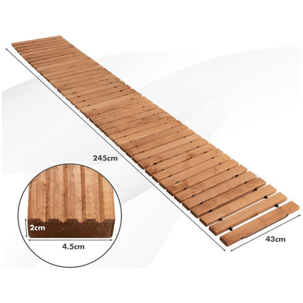 Trendmix Houten Oprolbaar Tuinpad 245 x 43 x 2 cm - Weerbestendig Antisliptextuur Buitenpad - Houten Pad voor Tuin Binnenplaats Aan Zee