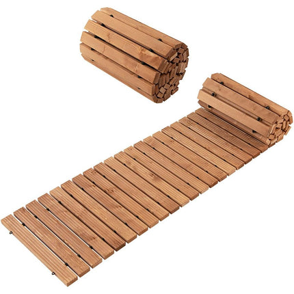 Trendmix Houten Oprolbaar Tuinpad 245 x 43 x 2 cm - Weerbestendig Antisliptextuur Buitenpad - Houten Pad voor Tuin Binnenplaats Aan Zee