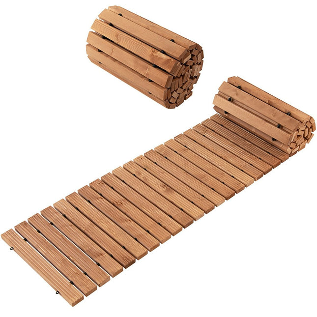 Trendmix Houten Oprolbaar Tuinpad 245 x 43 x 2 cm - Weerbestendig Antisliptextuur Buitenpad - Houten Pad voor Tuin Binnenplaats Aan Zee