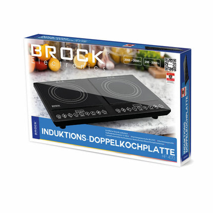 BROCK Vrijstaande Inductie Kookplaat – 2 Pits – 2x 2000W – Digitaal Display – 5 Functies & 8 Warmtestanden – Zwart