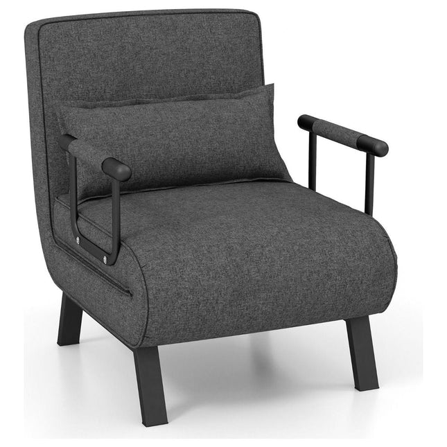 Trendmix 4-in-1 Uitklapbare Slaapstoel Belastbaar Tot 150 kg Donkergrijs - Inklapbare Slaapbank Met 6 Standen Verstelbare Rugleuning - Modern Design Logeerbed - Slaapfauteuil