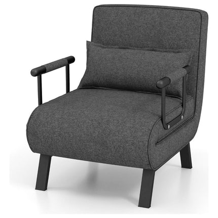 2de kansje Trendmix 4-in-1 Uitklapbare Slaapstoel Belastbaar Tot 150 kg Donkergrijs - Inklapbare Slaapbank Met 6 Standen Verstelbare Rugleuning - Modern Design Logeerbed - Slaapfauteuil