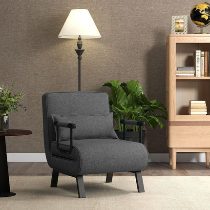 2de kansje Trendmix 4-in-1 Uitklapbare Slaapstoel Belastbaar Tot 150 kg Donkergrijs - Inklapbare Slaapbank Met 6 Standen Verstelbare Rugleuning - Modern Design Logeerbed - Slaapfauteuil