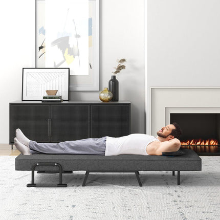 2de kansje Trendmix 4-in-1 Uitklapbare Slaapstoel Belastbaar Tot 150 kg Donkergrijs - Inklapbare Slaapbank Met 6 Standen Verstelbare Rugleuning - Modern Design Logeerbed - Slaapfauteuil