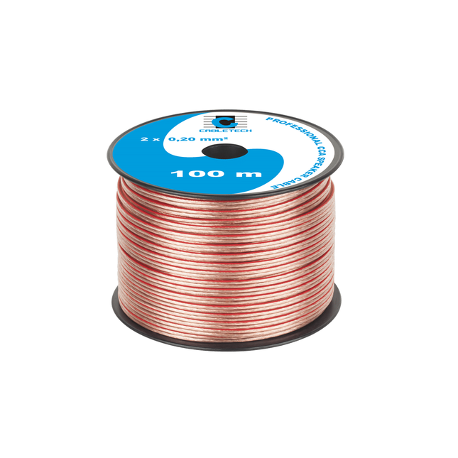 Speaker Kabel 100 Meter 2x0.20 mm² CCA Transparant KAB0351 – Luidsprekerkabel Rol – Audio Kabel Budget
