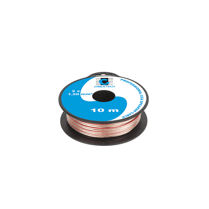 Speaker kabel luidsprekersnoer CCA Transparant 2x 1.5mm mini haspel 10 meter