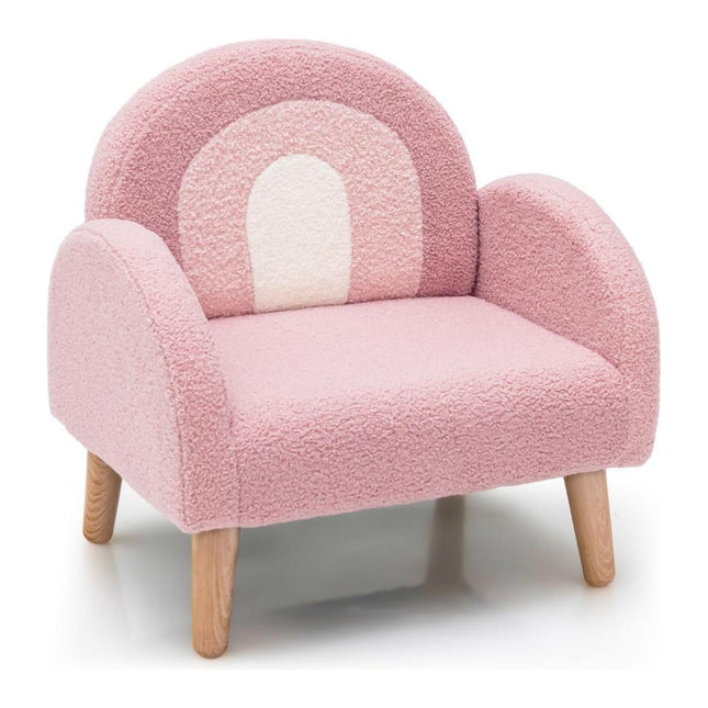 Trendmix Kinder Fauteuil Teddy Stof Roze Regenboog - Kinderzetel - Lounge Stoel - 51 x 42 x 51 cm