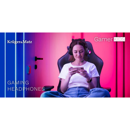 Krüger & Matz gaming over ear hoofdtelefoon voor kinderen zwart KM0659