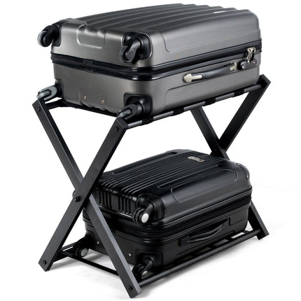 Trendmix Opvouwbaar Bagagerek Kofferstandaard - Bagagerek met Schoenenplank - Metaal Zwart 68 x 44 x 57 cm