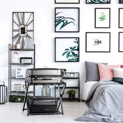 Trendmix Opvouwbaar Bagagerek Kofferstandaard - Bagagerek met Schoenenplank - Metaal Zwart 68 x 44 x 57 cm