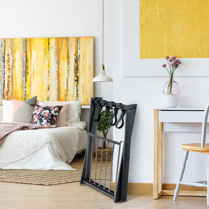 Trendmix Opvouwbaar Bagagerek Kofferstandaard - Bagagerek met Schoenenplank - Metaal Zwart 68 x 44 x 57 cm