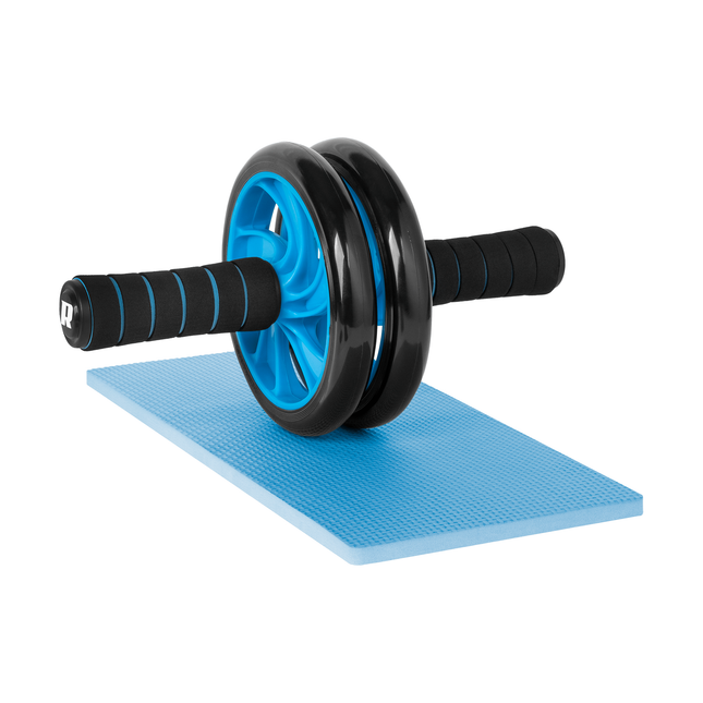 Rebel Active Fitness Roller Ab Roller Dubbel Wiel - Buikspierwiel - Trainingswiel - Incl Kniemat - Ab Wheel - Buikspierwiel - Zwart