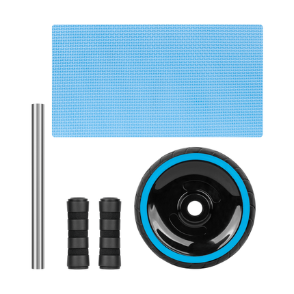 Rebel Active Fitness Roller Ab Roller Enkel Wiel - Buikspierwiel - Trainingswiel - Incl Kniemat - Ab Wheel - Buikspierwiel - Zwart