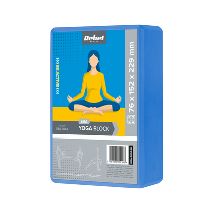 Rebel Active Yogakubus - EVA-schuim 120g - Blauw Yogablok 76 x 152 x 229 mm