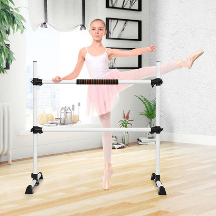 Trendmix Draagbare Verstelbare Ballet Barre - Dubbele Fitness Balletstang - Dans Ballet Barre - 124 x 71 x 120 cm Wit