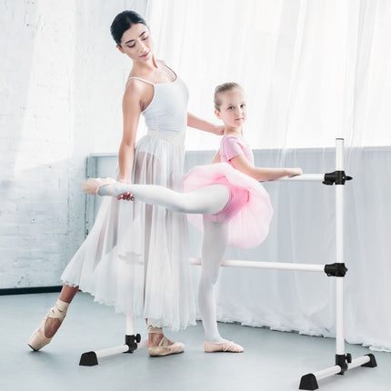 Costway Draagbare Verstelbare Ballet Barre - Dubbele Fitness Balletstang - Dans Ballet Barre - 124 x 71 x 120 cm Wit