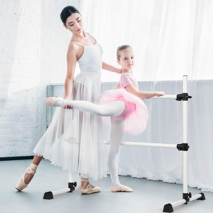 Trendmix Draagbare Verstelbare Ballet Barre - Dubbele Fitness Balletstang - Dans Ballet Barre - 124 x 71 x 120 cm Wit