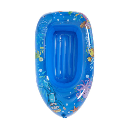 SunClub Opblaasbare Kinderboot Blauw – 105 x 65 cm – Opblaasbare Zwembadboot Met Trekkoord – Voor Kinderen 3-6 Jaar