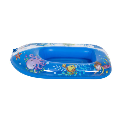 SunClub Opblaasbare Kinderboot Blauw – 105 x 65 cm – Opblaasbare Zwembadboot Met Trekkoord – Voor Kinderen 3-6 Jaar