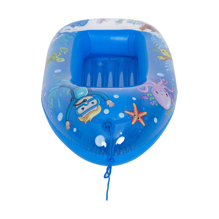 SunClub Opblaasbare Kinderboot Blauw – 105 x 65 cm – Opblaasbare Zwembadboot Met Trekkoord – Voor Kinderen 3-6 Jaar