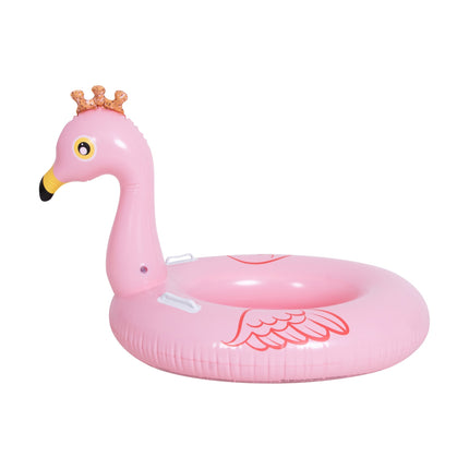 SunClub Opblaasbare Flamingo Boot Voor Kinderen – 107 x 71,5 cm – Zwembadboot Met Handgrepen – Roze