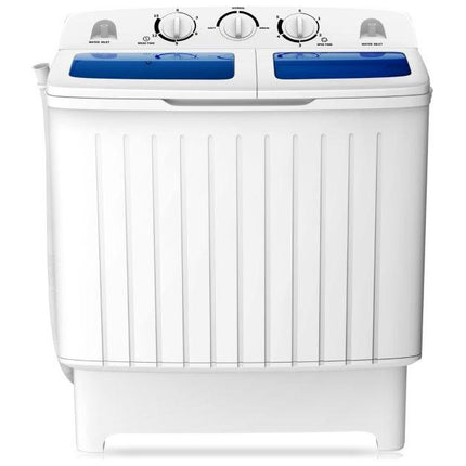 2de kansje Costway camping wasmachine met dubbele trommel 5 Kg was / 3 Kg centrifuge laadvermogen wit / blauw