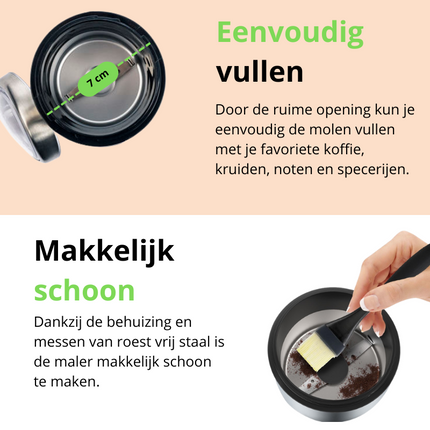 Brock Elektrische Koffiemolen Zilver - Koffiebonen Maler - Voor Kruiden, Noten & Specerijen - Snel & Stil - BPA-vrij - RVS Mes