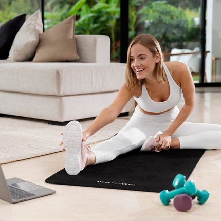 Rebel Active Gymnastiekmat voor Yoga, Pilates, Fitness 183 x 61cm - 1,5cm extra dik - Yoga- en Fitnessmat - Zwart