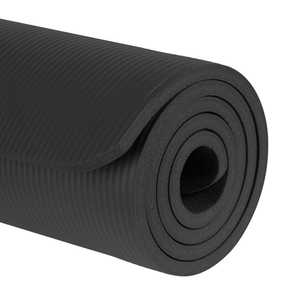 Rebel Active Gymnastiekmat voor Yoga, Pilates, Fitness 183 x 61cm - 1,5cm extra dik - Yoga- en Fitnessmat - Zwart
