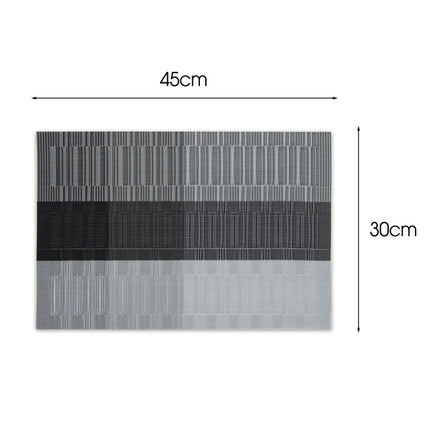 Placemats Set 6 Stuks 30x45 cm – Afwasbare Kunststof Placemats – Hittebestendig – Grijs Zwart