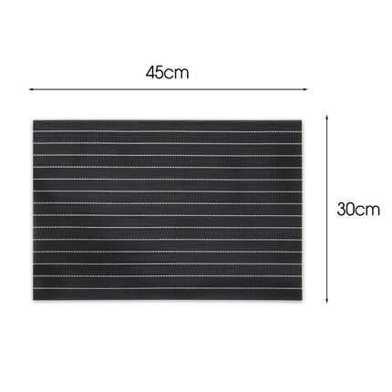 Placemats Set 6 Stuks 30x45 cm – Zwart met Witte Strepen – Afwasbare Kunststof Placemats – Hittebestendig
