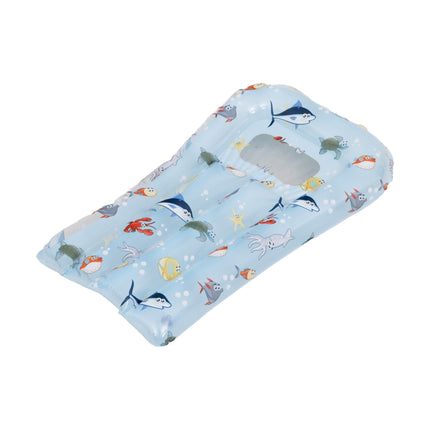 SunClub Opblaasbaar Kinderluchtbed Met Kijkvenster – Zeeleven Print – 68 x 41 cm – Voor Kinderen 3-6 Jaar