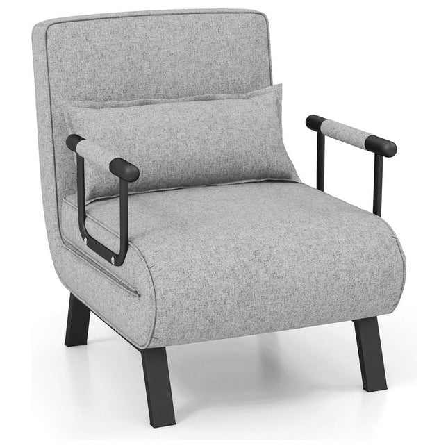 Trendmix 4-in-1 Uitklapbare Slaapstoel Belastbaar Tot 150 kg Licht Grijs - Inklapbare Slaapbank Met 6 Standen Verstelbare Rugleuning - Modern Design Logeerbed - Slaapfauteuil