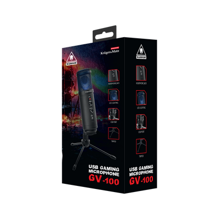 Krüger&Matz KM0765 - Warrior GV-100 Gaming en/of vlogmicrofoon, zwart