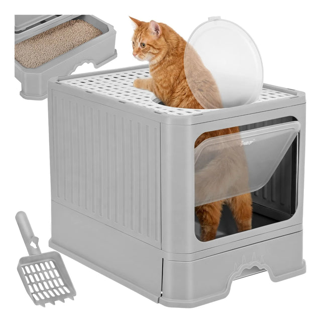 Gesloten Kattenbak 50 x 36 x 38 cm – Met Lade, Bovenuitgang & Schepje