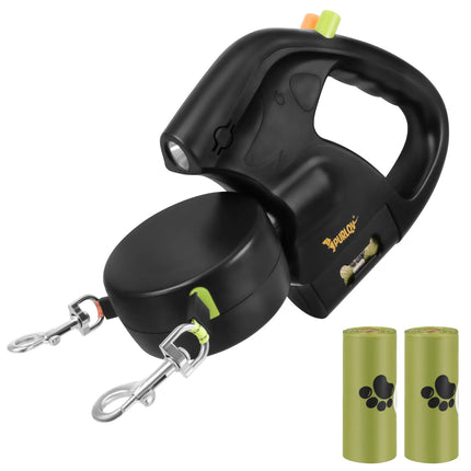 Dubbele Hondenriem voor 2 Honden – Automatische Rollijn 2 x 3 Meter – LED Lamp